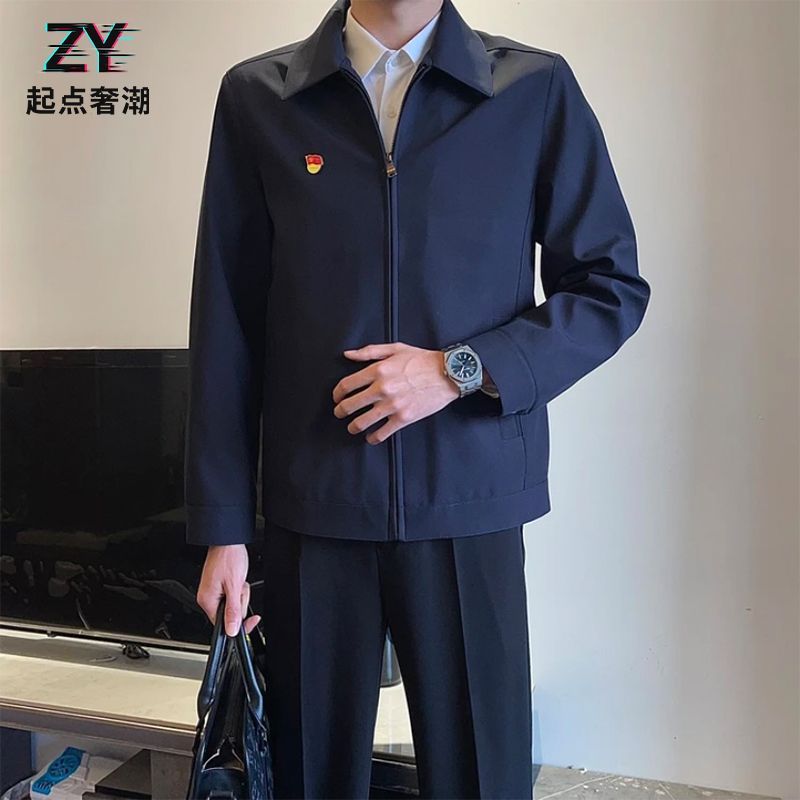 clearance men‘s spring and autumn thin high-end jacket 2024 new youth casual  collar jacket administrative jacket