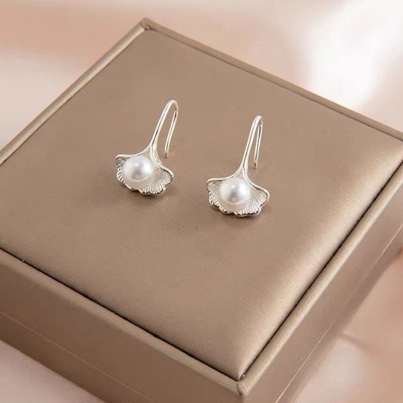 anti-allergy s925 silver high-grade fritillary pearl ear hook earrings women‘s simple elegant japanese and korean style ear rings