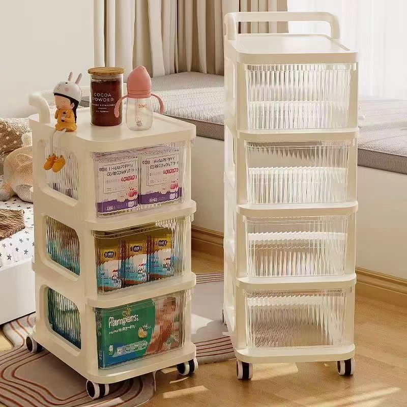 trolley snack storage rack wind movable baby toy storage rack baby products storage cabinet multi-layer living room