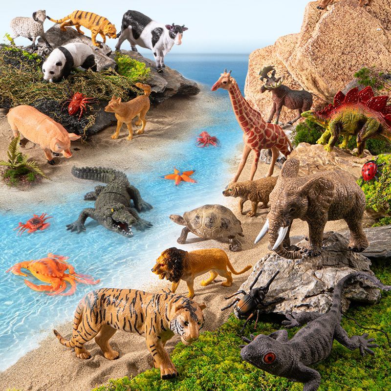 children‘s early education simulation zoo 1 model toy set baby enlightenment cognition wild animal world 2 farm