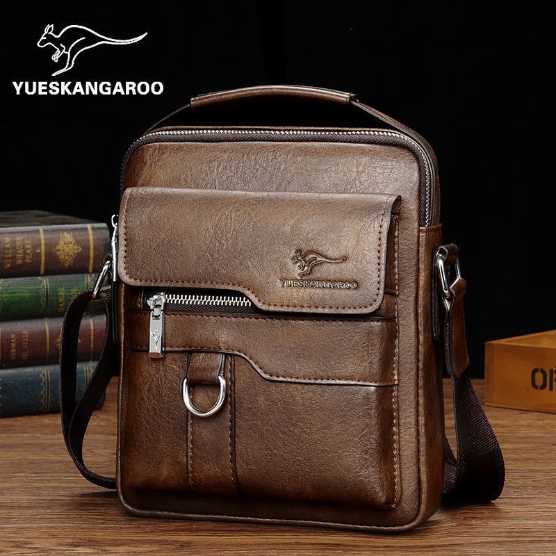 2024 new trendy men‘s bag shoulder bag cowhide korean style business leisure bag men‘s messenger bag small leather backpack