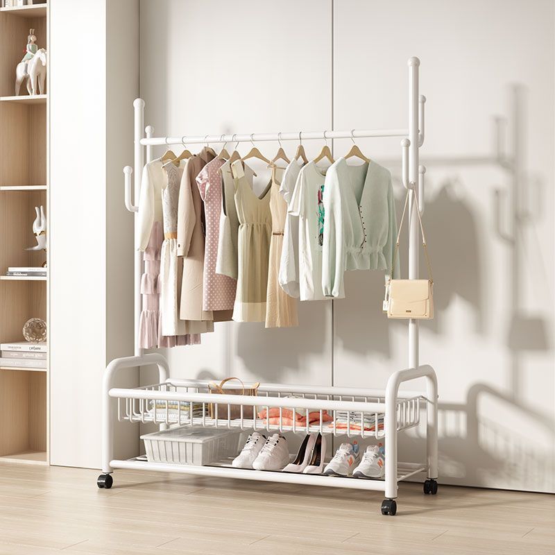 thickening bolding coat rack bedroom floor simple wardrobe extra thick durable room storage basket living room cloth rack