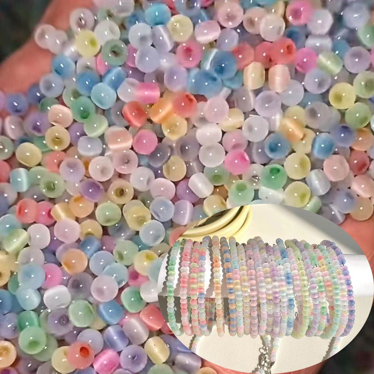 super excellent 4mm  eye imitation jade ice transparent bead diy handmade beaded bracelet/necklace ornament accessories mixed color scattered beads