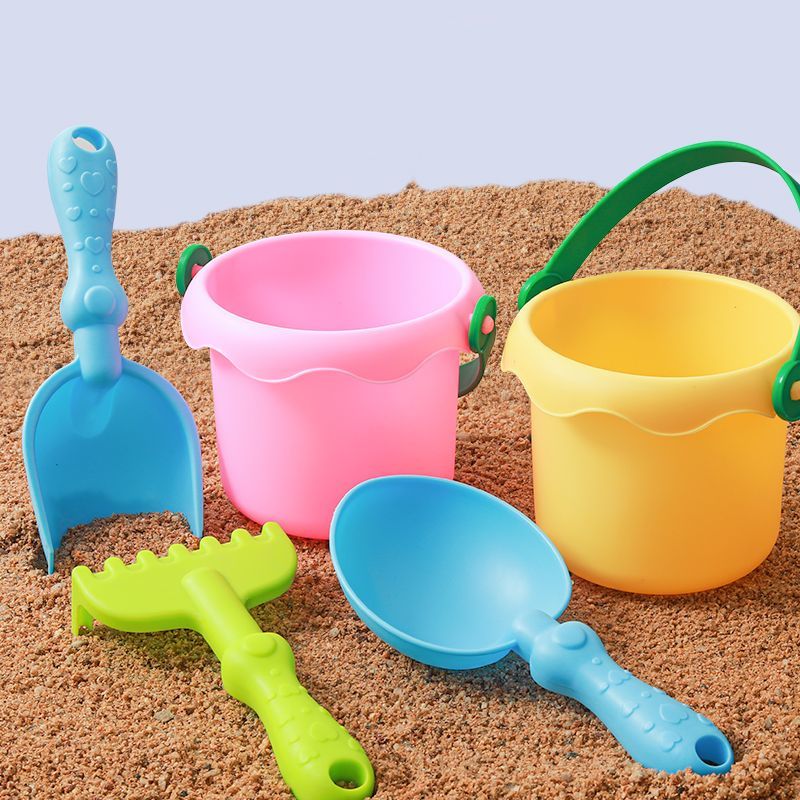 children‘s soft rubber beach bucket toy sand play small shovel suit baby swimming toys drop-resistant sand control snow play tool