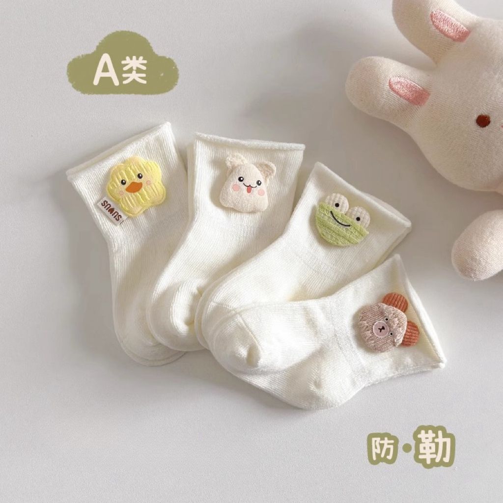 baby socks spring and autumn pure cotton fetal socks newborn baby newborn boneless loose mouth not tight legs cute mid-calf length anti-fall