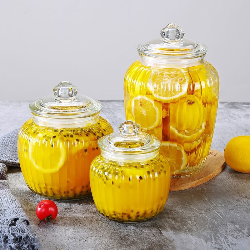 glass bottle pickles earthen jar sealed jar with lid household pickle jar thickened pickles jar food and grocery storage jar