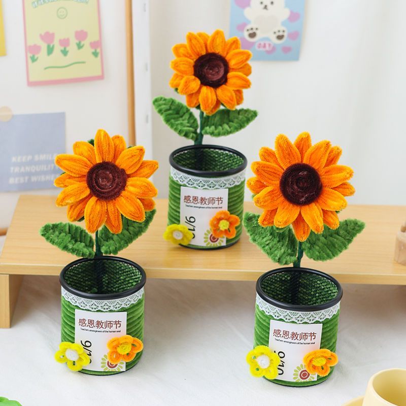 pen holder diy handmade material kit twist stick sunflower bouquet teacher‘s day practical gift for teachers