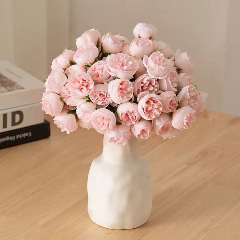 ins rose camellia vase emulational flower decoration living room dining table bouquet decoration bedroom fake flower furnishings