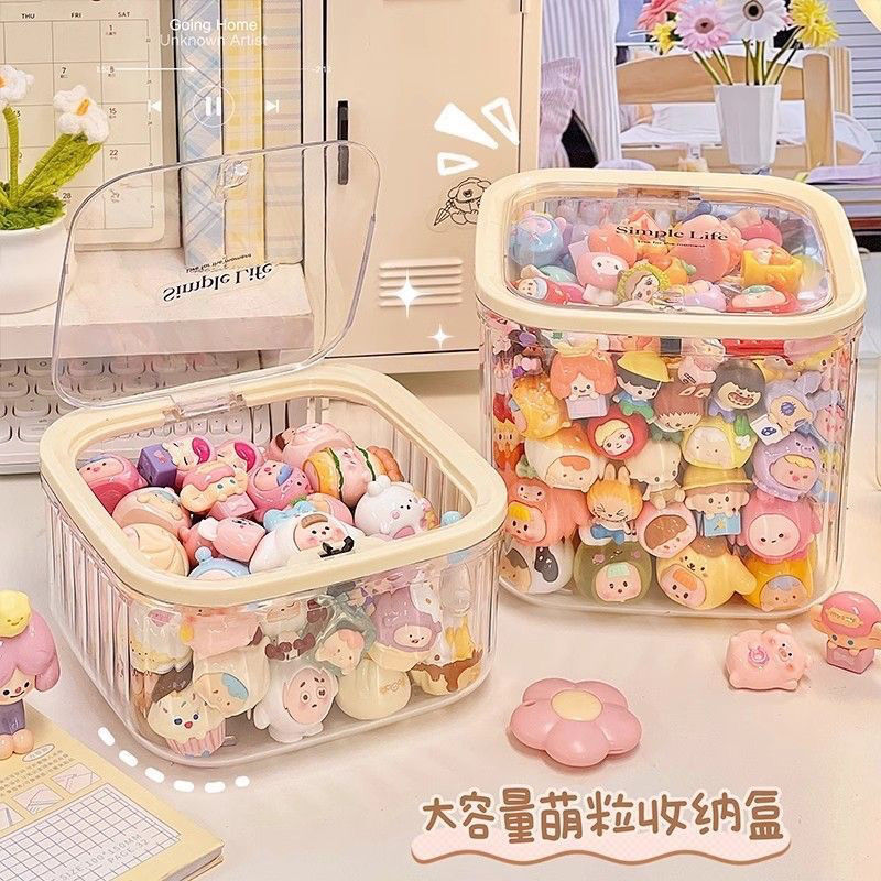 desktop children‘s cute grain hair accessories display organizer hairpin barrettes dustproof girl finishing hair rope transparent jewelry box