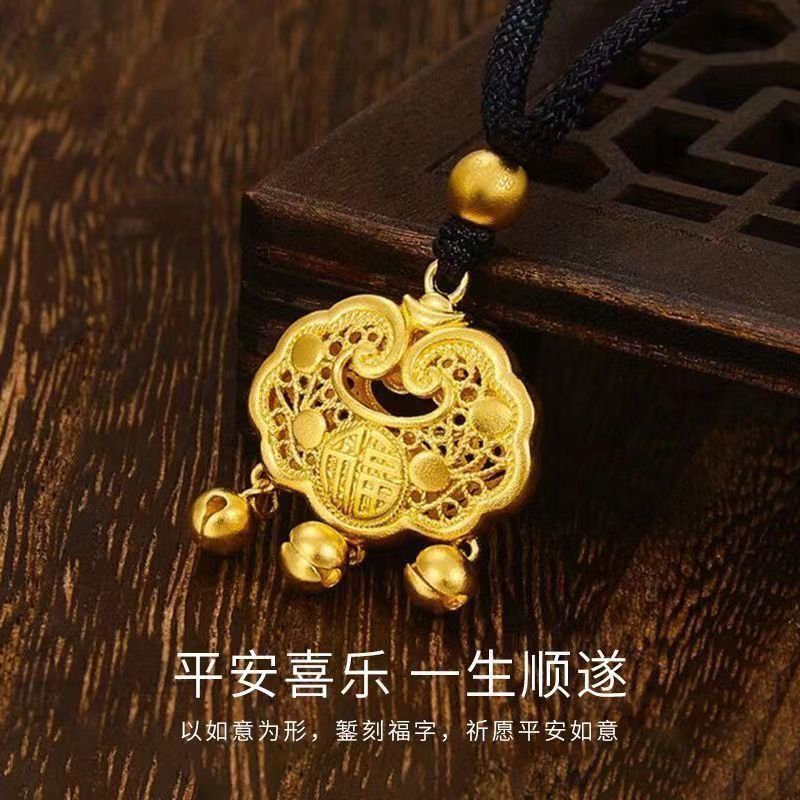 genuine goods longevity lock 5d craft necklace female 999 pendant clavicle chain for girlfriend wife valentine‘s day gift