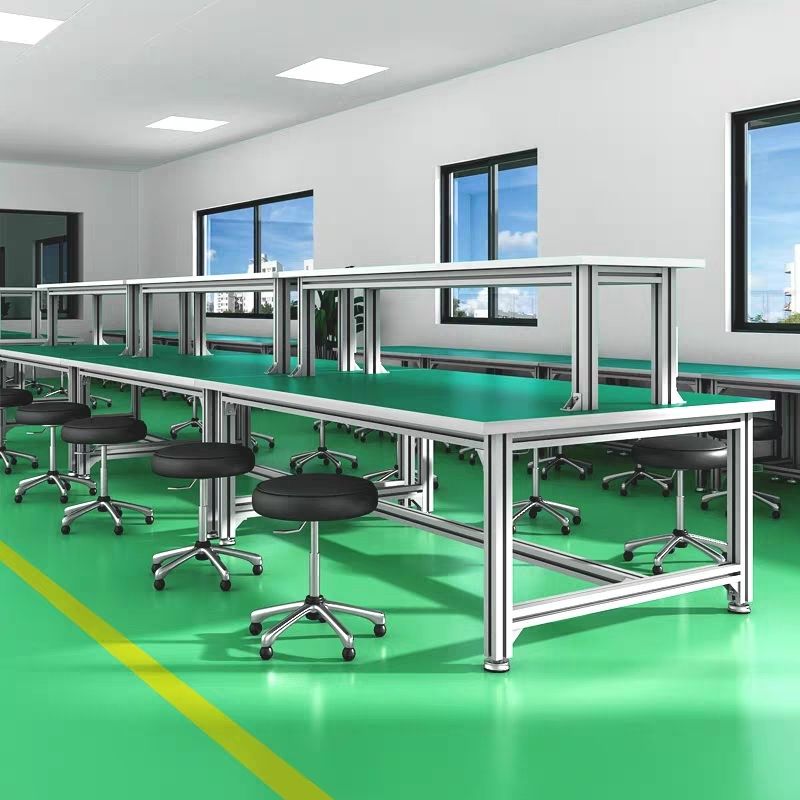 anti-static aluminum alloy profile workbench assembly line assembly console with light maintenance inspection table workshop customization