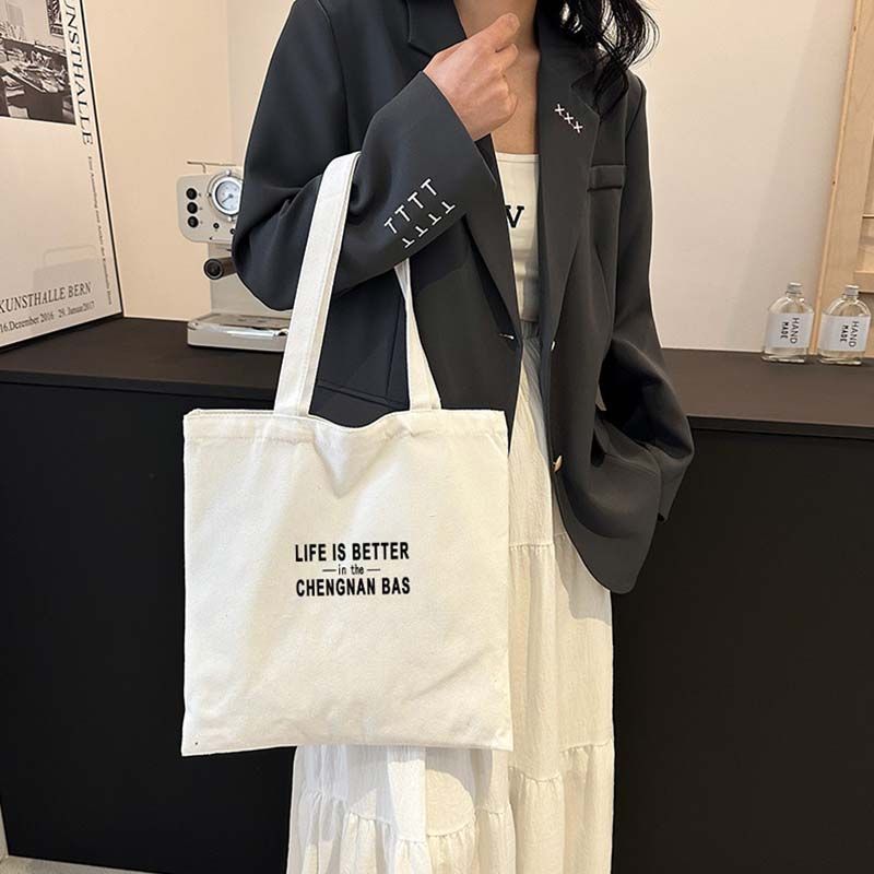 korean style new canvas bag female college student class one shoulder portable school bag large capacity special-interest fashion brand customization