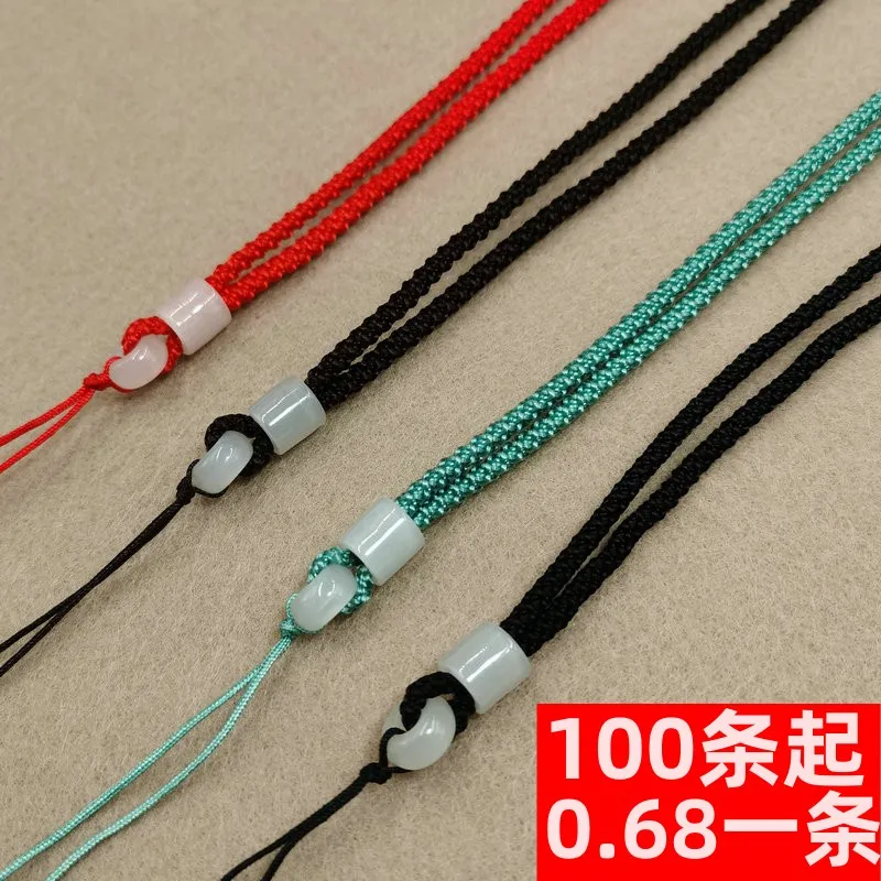 hetian jade emerald jade pendant pendant rope items thick type retro pendant rope simple round ring hand-woven pendant lanyard