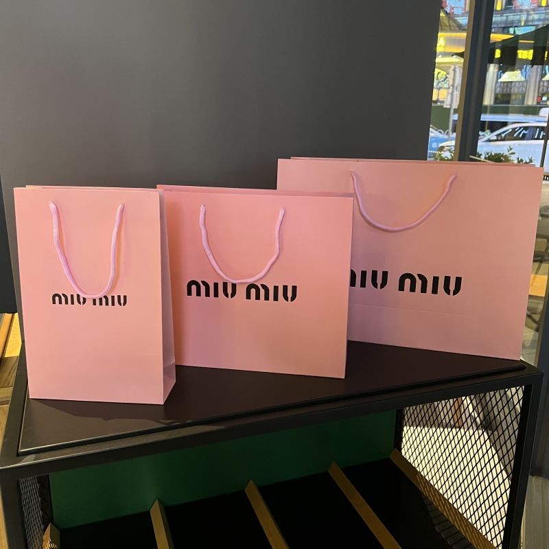 counter same style miumiu pink dustproof bag gift bag handbag paper bag shopping bag real shot decoration