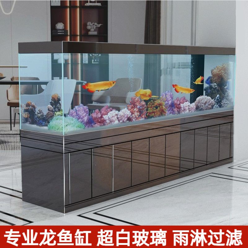 fish tank living room home large office partition 3 m long super white bottom filter ecological change water dragon fish tank customization