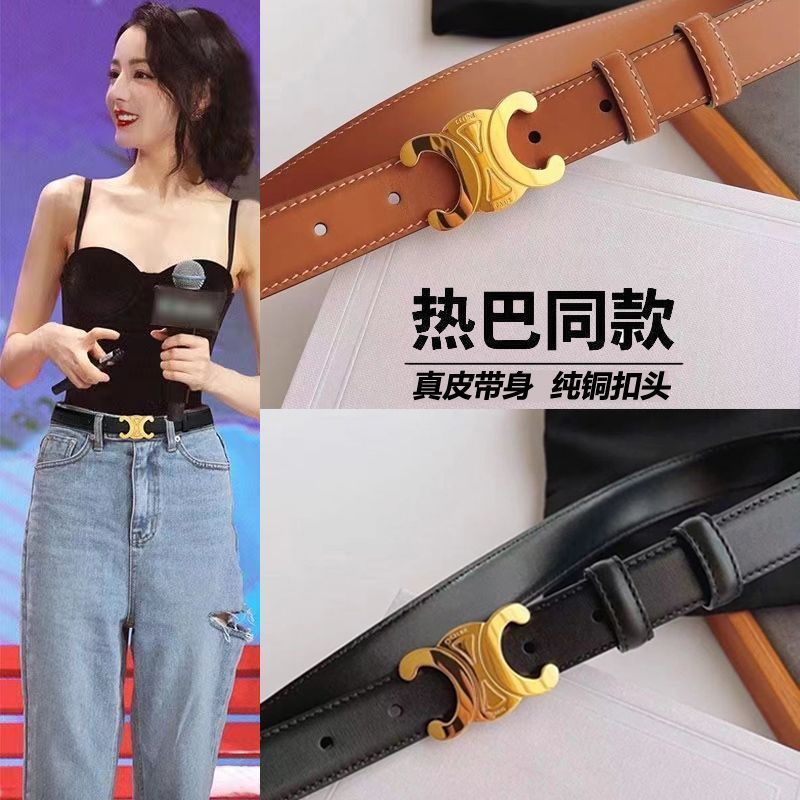 triomphe belt women‘s genuine leather 2024 women‘s new fashion all-match belt decorative jeans pant belt