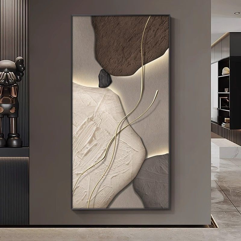 lucky stone home entry entrance painting advanced abstract mural modern light luxury high-end corridor and aisle painting