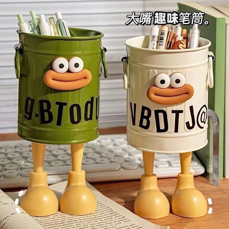 ins good-looking cartoon unique pen holder student desktop office large capacity cute simple retro storage bucket