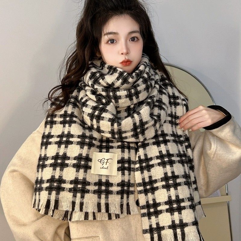 ins autumn and winter new retro plaid scarf for women thickened british shawl high-end atmosphere warm couple scarf for men