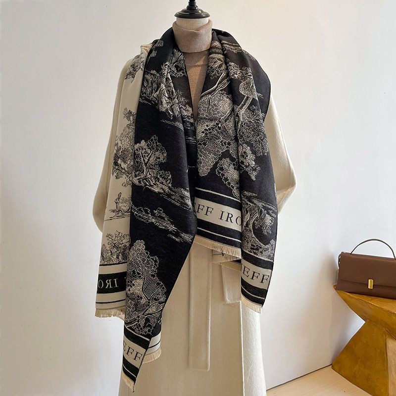 zhao liying same style cashmere shawl double-sided scarf office air conditioner thickened all-matching keeping warm dual-purpose long scarf