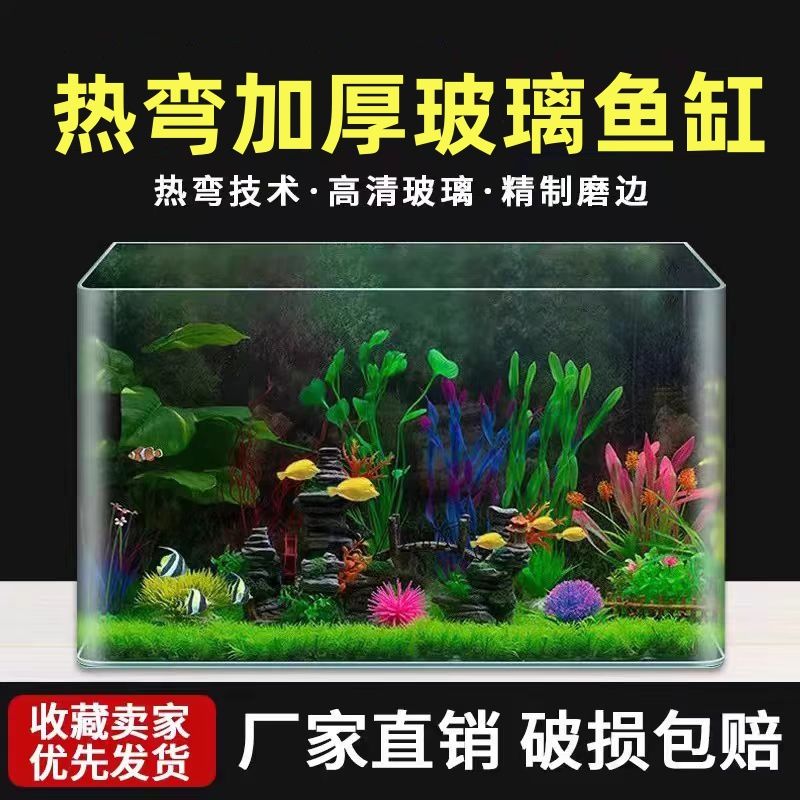 hot bend transparent glass fish tank home living room small desktop aquarium indoor ecological landscape creative fish globe