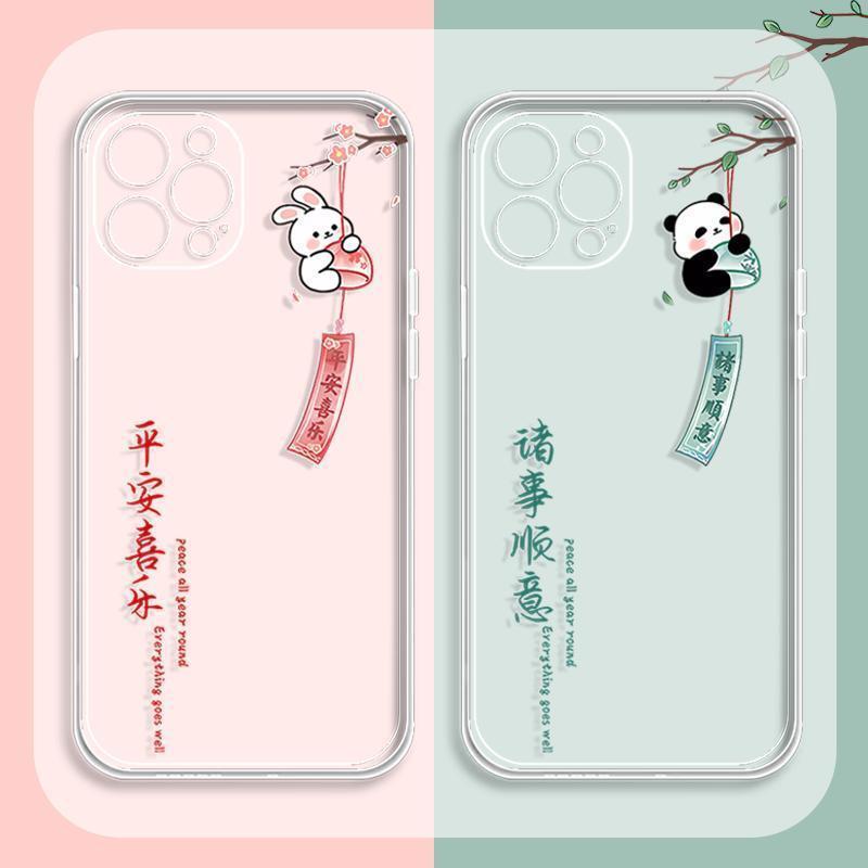 wind chimes rabbit panda phone case couple models for apple 14 xiaomi huawei redmi vivo glory oppo