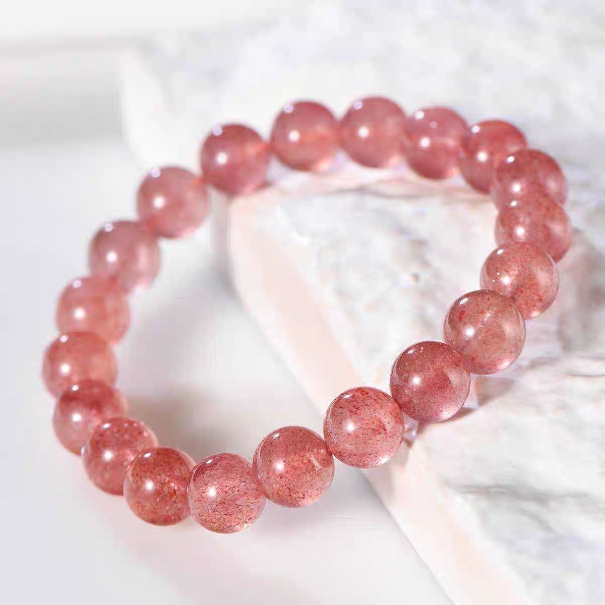 natural strawberry quartz bracelet crystal ice strawberry crystal single circle bracelet girlfriends attracting male gift for girlfriend @