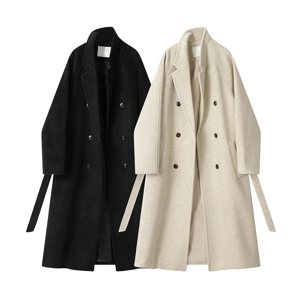 oatmeal color woolen overcoat women‘s mid-length 2024 autumn and winter new korean style high-grade temperament thick woolen coat