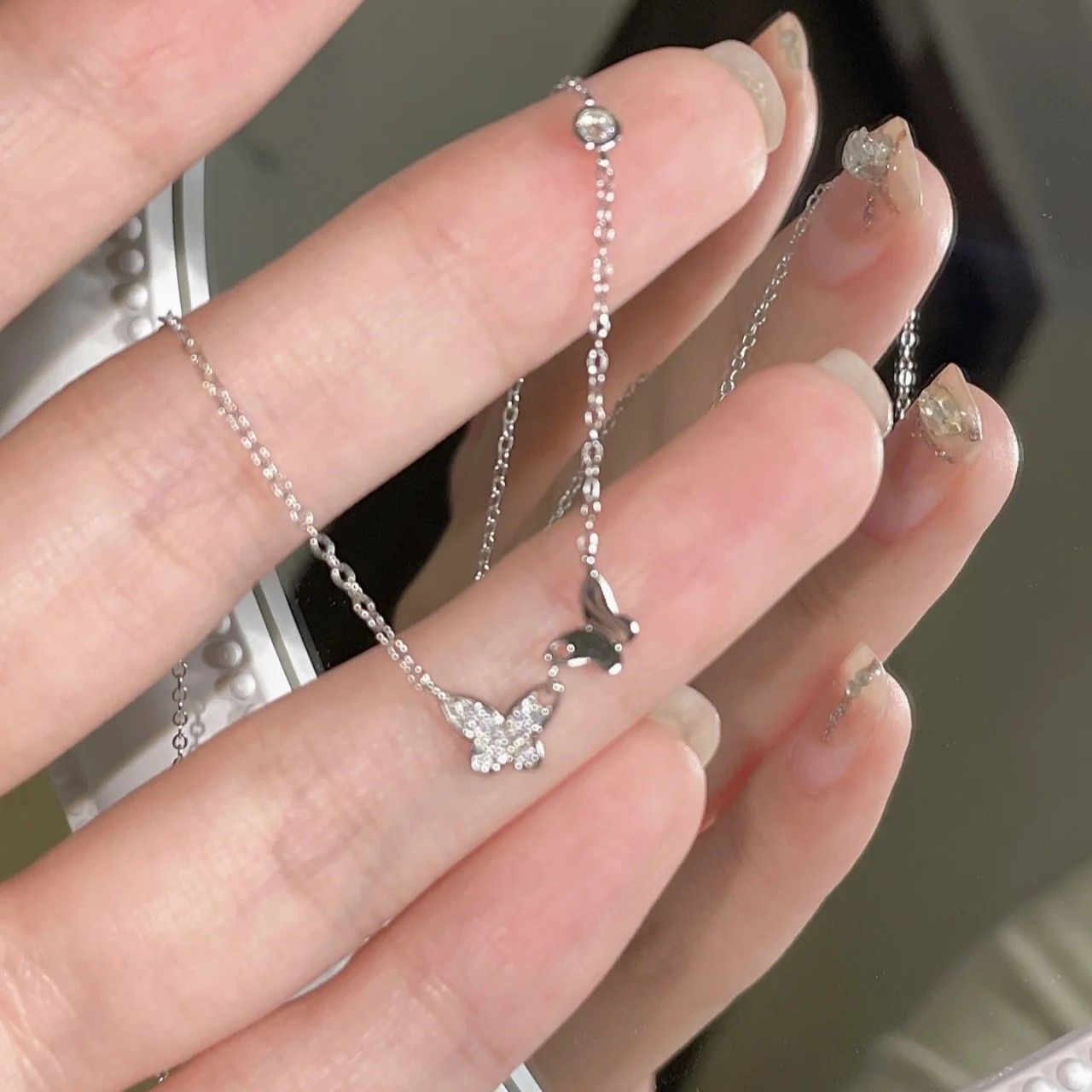 s925 sterling silver butterfly necklace for girls light luxury minority non-fading 2024 new necklace exquisite clavicle chain accessories