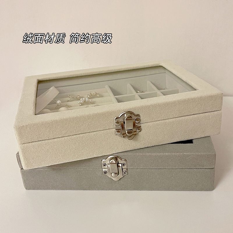 dustproof jewelry box storage box anti-oxidation large capacity necklace high-end bracelet earring ring ornament ear stud earrings