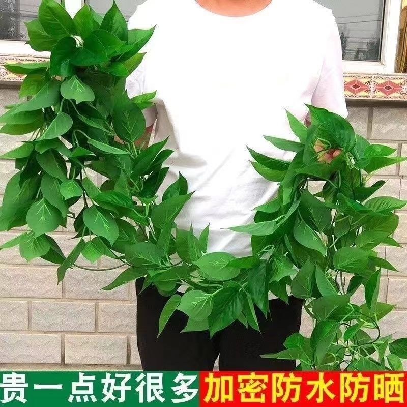 simulation rattan scindapsus aureus leaves plastic fake flower decoration indoor green vine plant fake leaves wall hanging cover green leaves