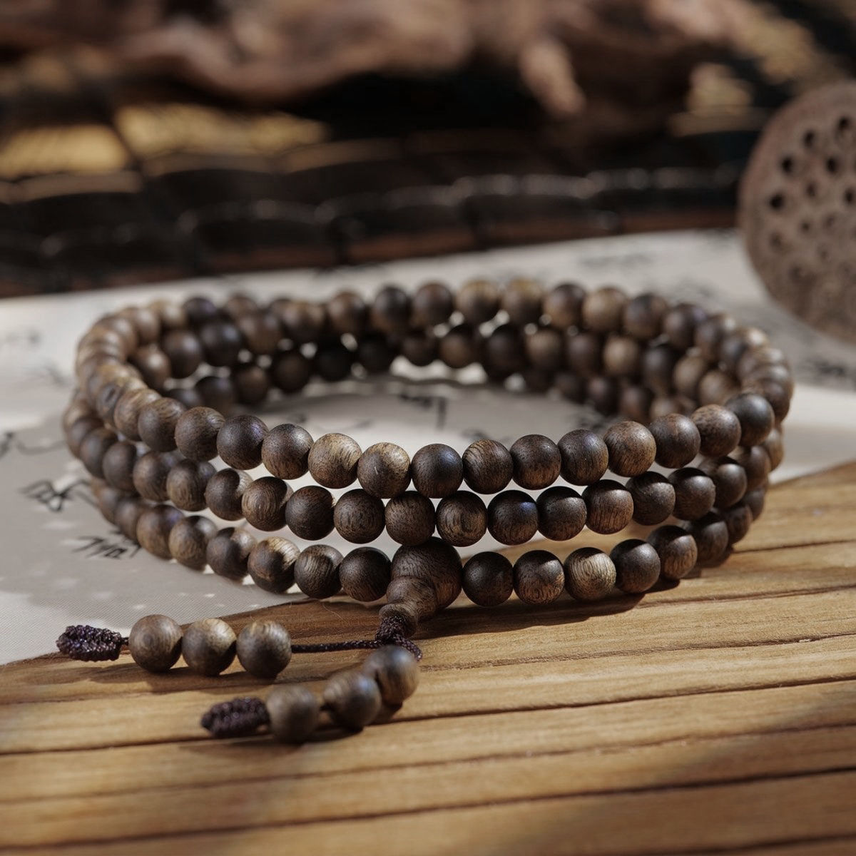 natural crafts agarwood agarwood bracelet 108 beads old materials bracelet men‘s and women‘s rosary fidelity