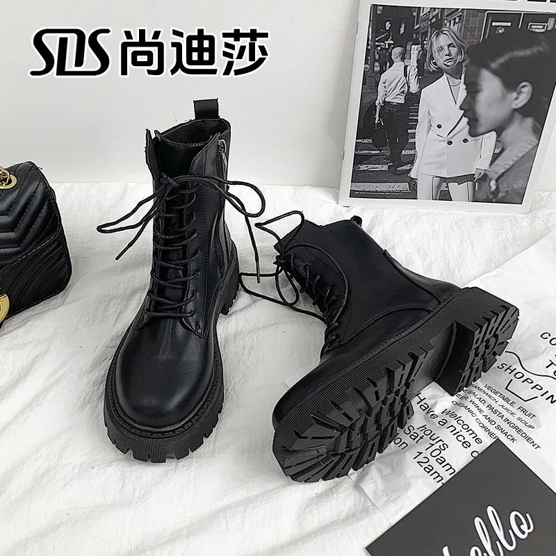 halloween martin boots female boots universal cos high top british style bandage dress autumn and winter fleece-lined skinny boots ankle boots