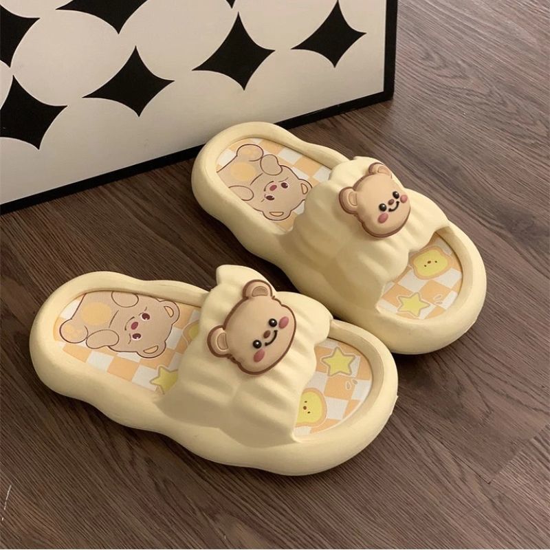 summer new cute cartoon bear indoor and outdoor slippers non-slip drop-resistant deodorant comfortable platform slimming sandals