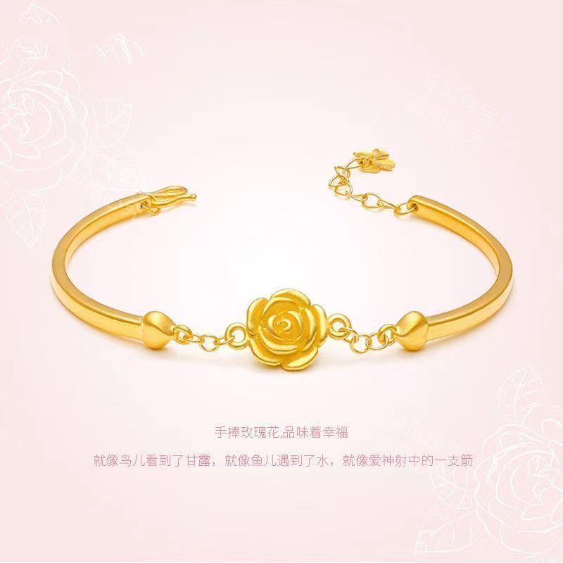 999 pure gold pure silver rose bracelet gold women‘s bracelet adjustable bracelet gold bag silver washable girls‘ gifts