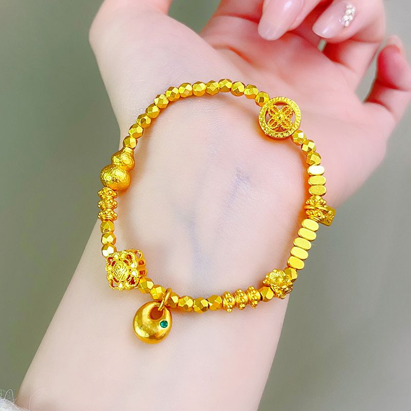 gold shop same style gold-wrapped silver disco jumping beads flash gold tuo little fat fu foot silver bracelet broken gold high color value for girlfriend