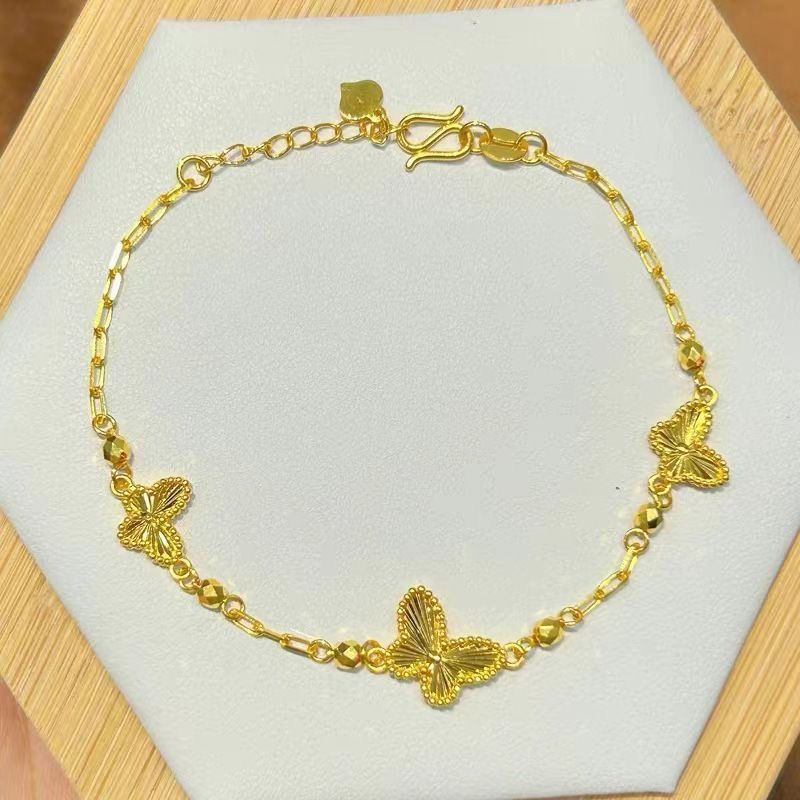 2024 new non-fading new chinese style 5g anti-gold laser butterfly bracelet women‘s exquisite bracelet riverstones