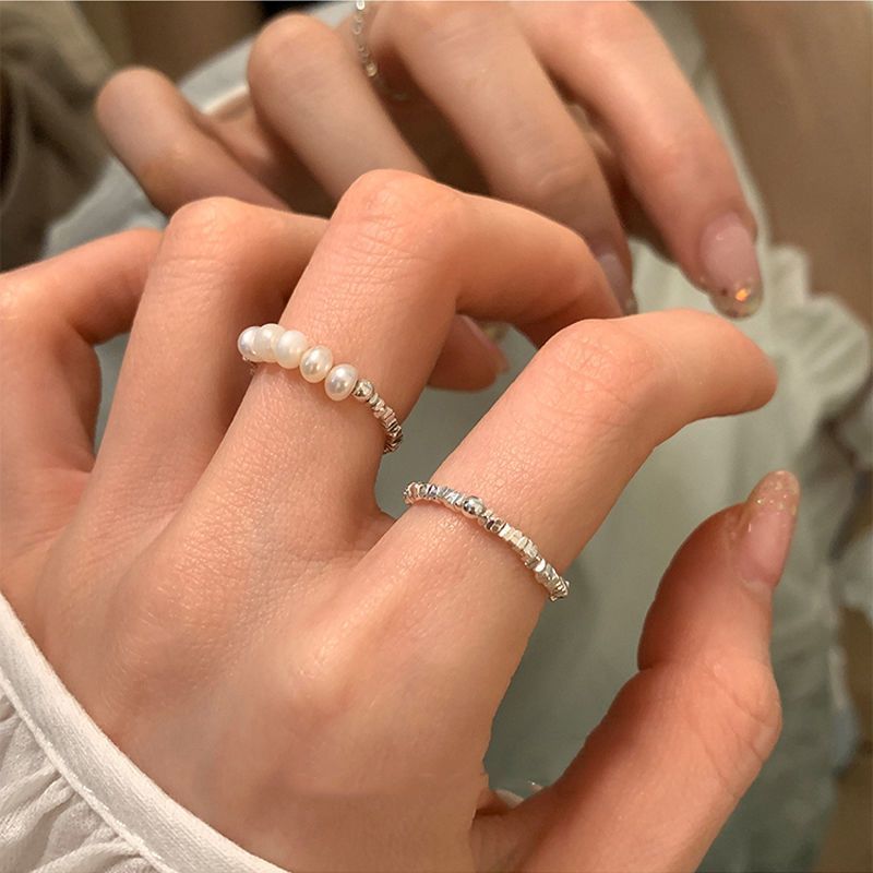 s925 sterling silver small pieces of silver ring female special-interest design exquisite high sense fashion personalized stretch ring girlfriends‘ gift