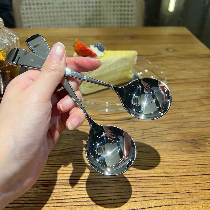 316l stainless steel spoon household korean simple cute internet celebrity eating adult spoon creative large long-handle spoon