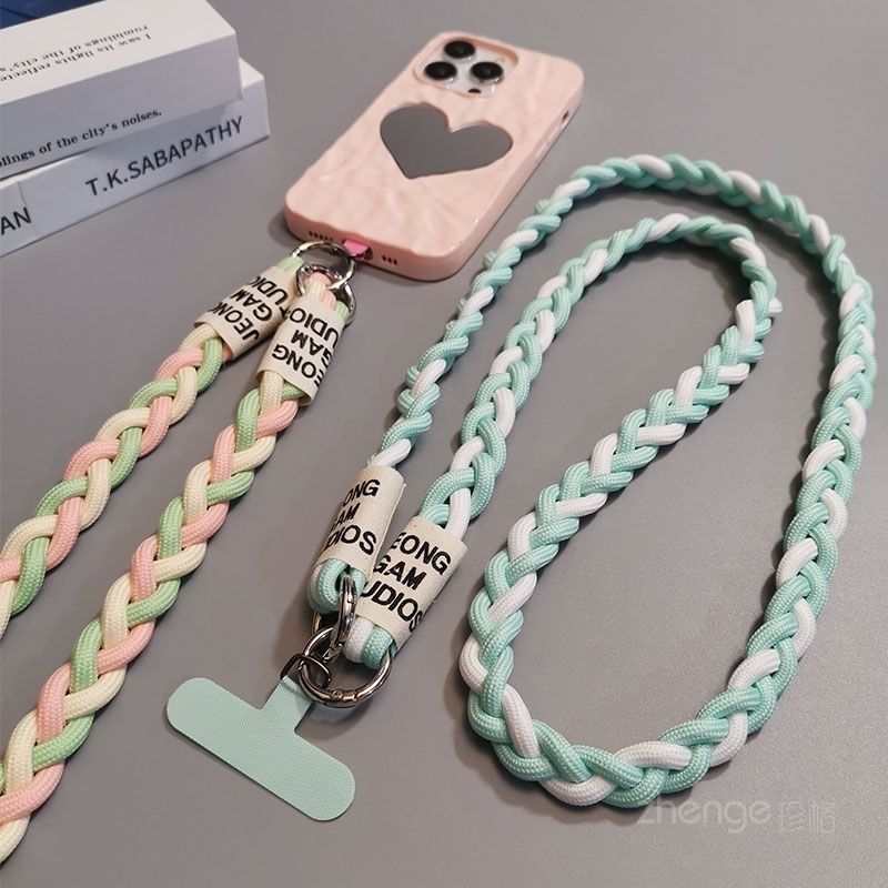 mobile phone lanyard long crossbody woven strap men‘s and women‘s fashion pendant durable phone case clip-on type universal