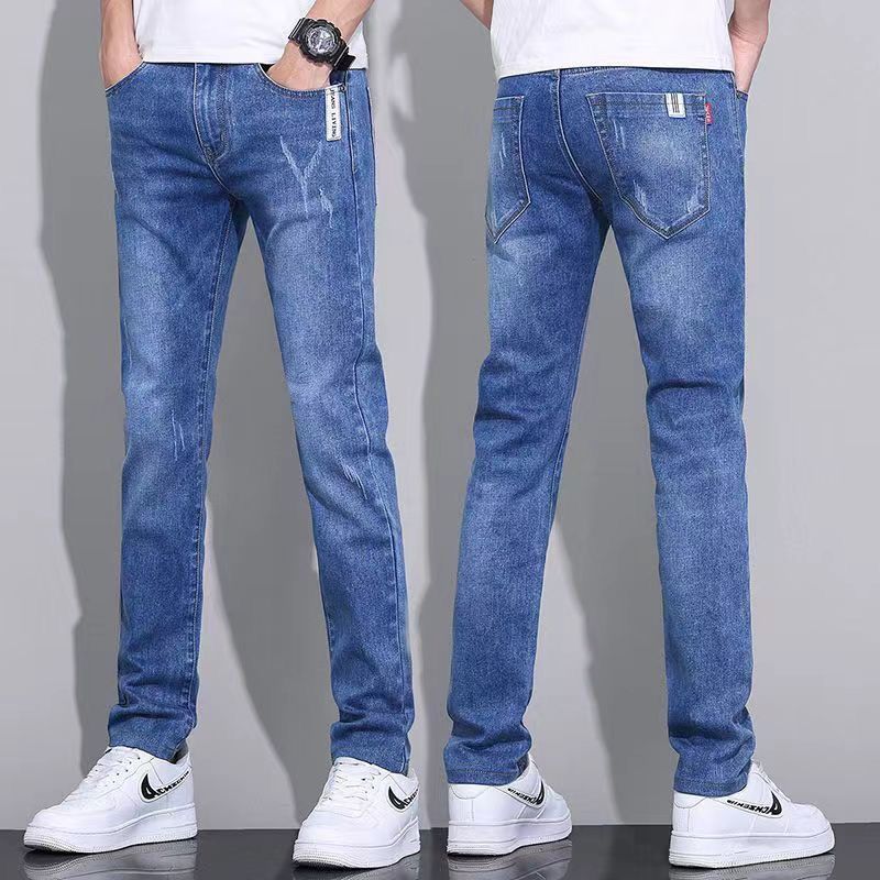 autumn and winter men‘s pants stretch slim fit straight-leg denim trousers men‘s height casual trendy all-match business skinny pants men