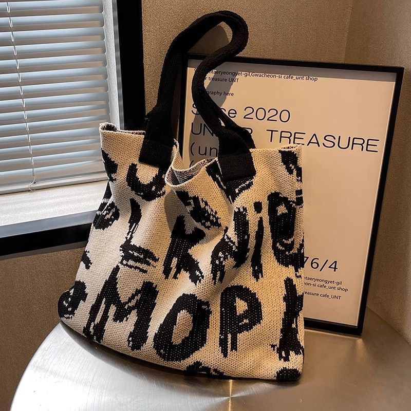 large capacity bag 202 300 match fashion new one shoulder bag texture work commuter tote leisure knitted bag