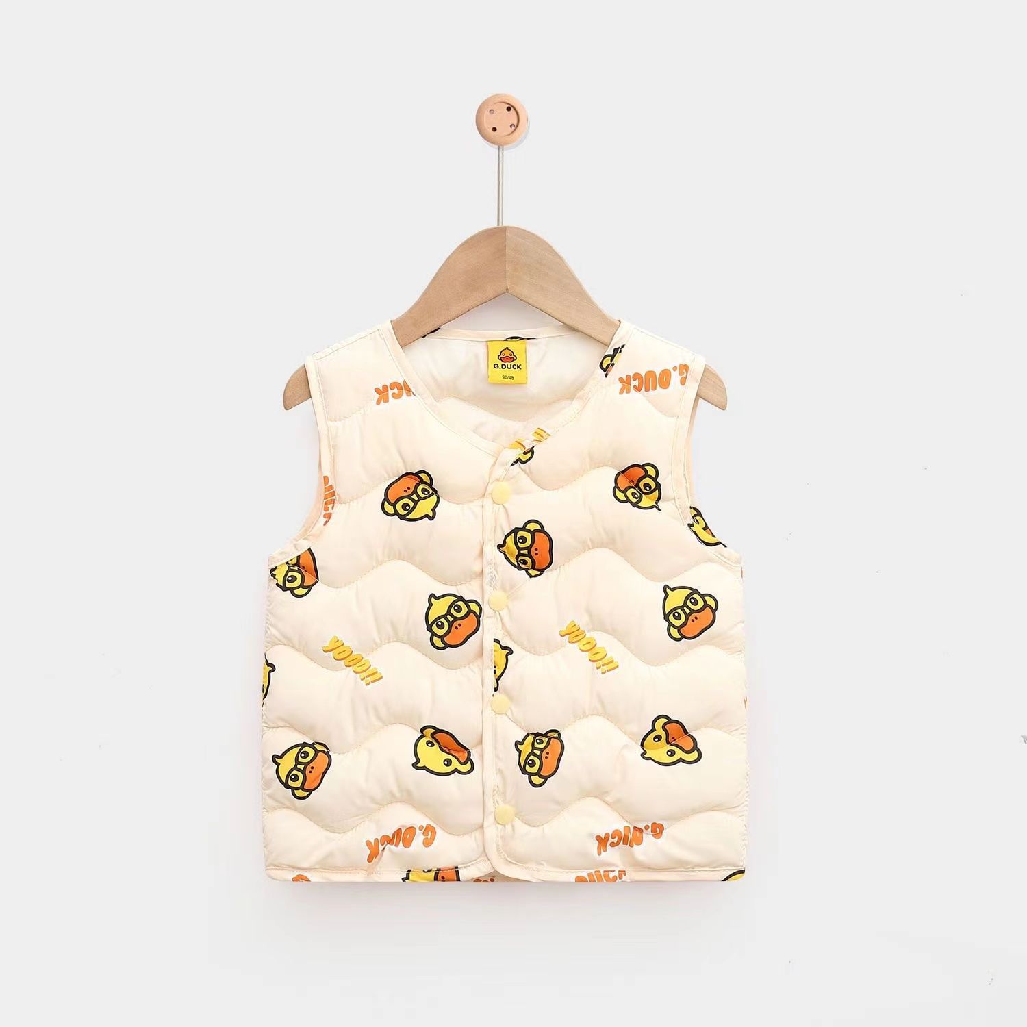 small yellow duck autumn and winter new cartoon vest down cotton boys‘ kid baby waistcoat for girls lightweight warm vest