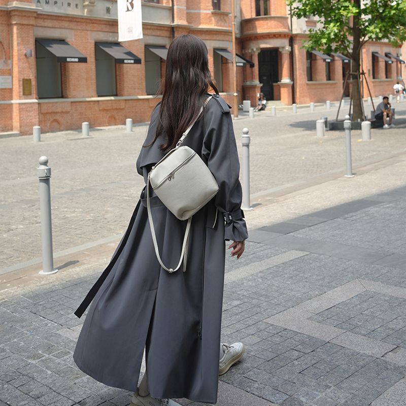 tall super long gray windbreaker spring and autumn women‘s 2024 new extended ankle coat temperament leisure coat