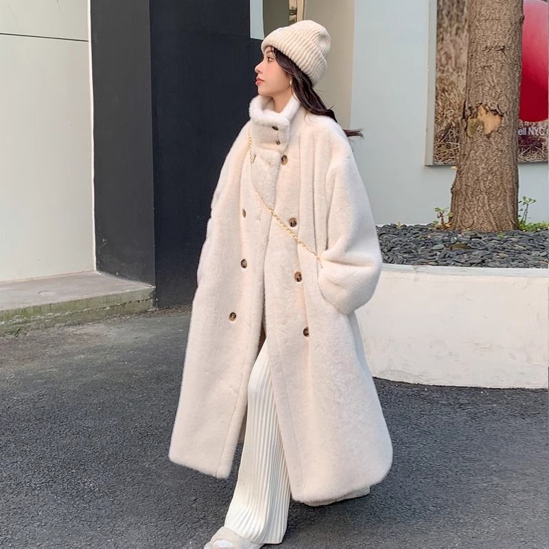 long mink fur fur coat women 2024 winter new eco-friendly fur fur coat thickened fleece