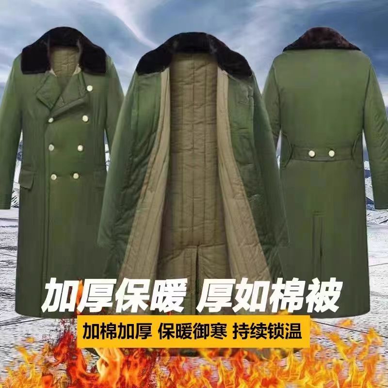 winter green military coat lengthened thicken and lengthen cold-proof cotton in cotton velvet northeast extra thick cotton-padded jacket anti-freezing