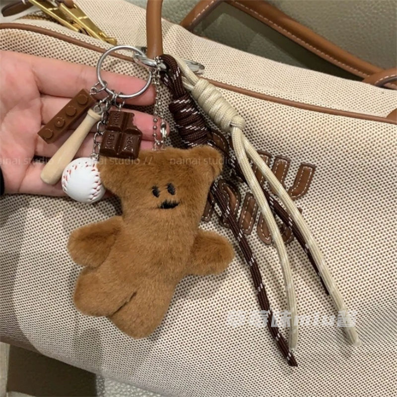 miu style bean bear pendant baseball plush cute carrying strap bag ornaments cartoon plush keychain