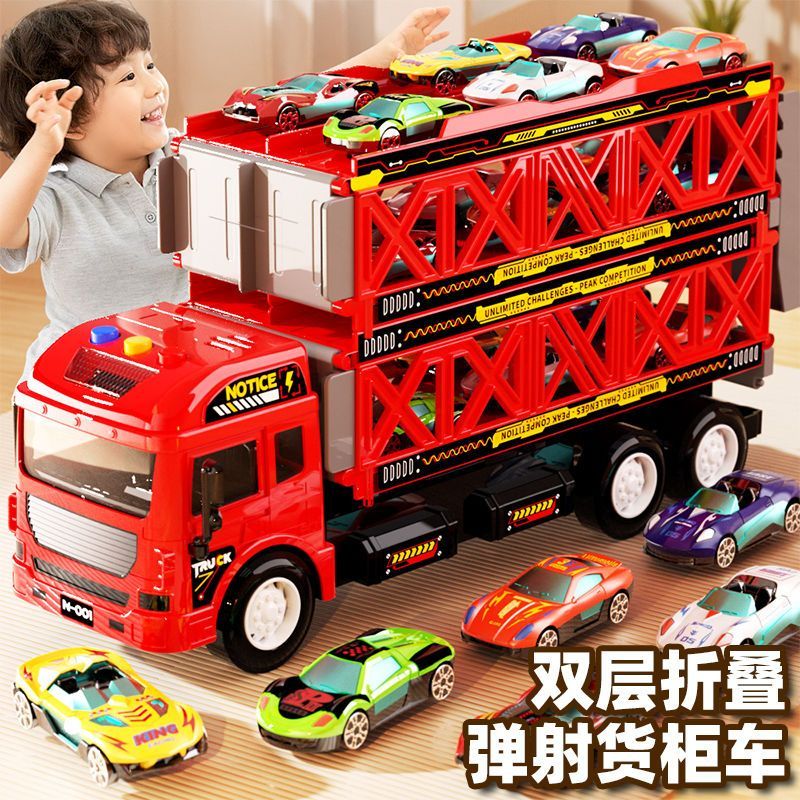 children‘s toys children‘s folding deformation catapult container truck truck storage track car alloy boy