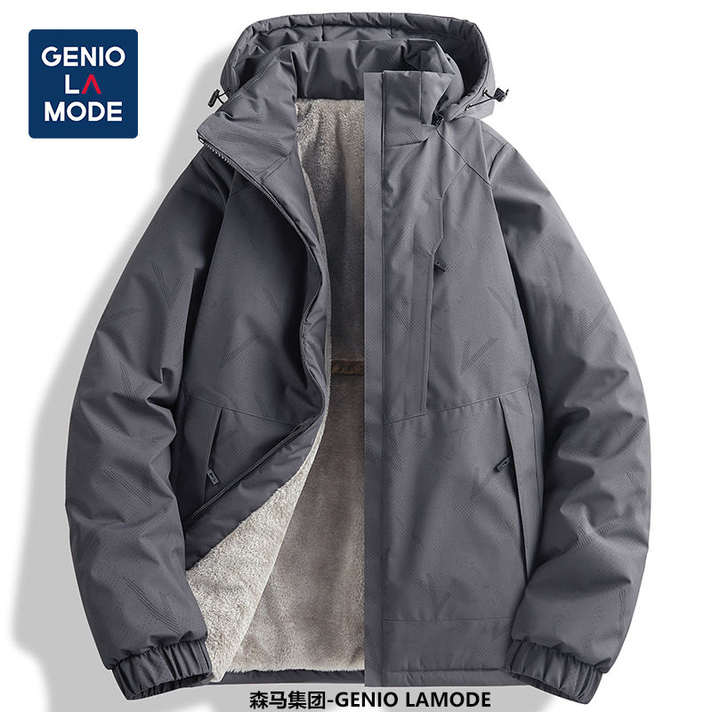 senma genio lamode cotton-padded coat for men and women winter detachable hat fleece lined padded warm keeping couple cotton clothes