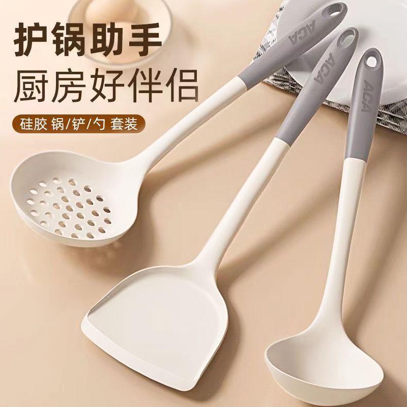 silicone shovel spatula household non-stick pan special silicone spatula high temperature resistant cooking spatula soup spoon kitchenware suit